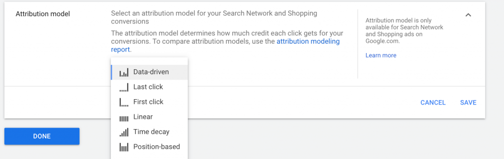 attribution model google ads